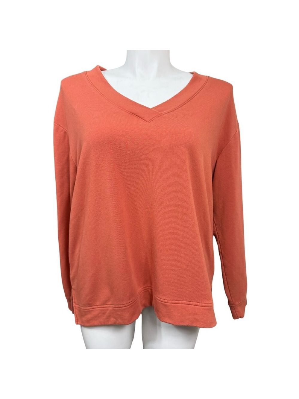 Orvis Women’s Rust V Neck Sweatshirt Long Sleeve Size XL